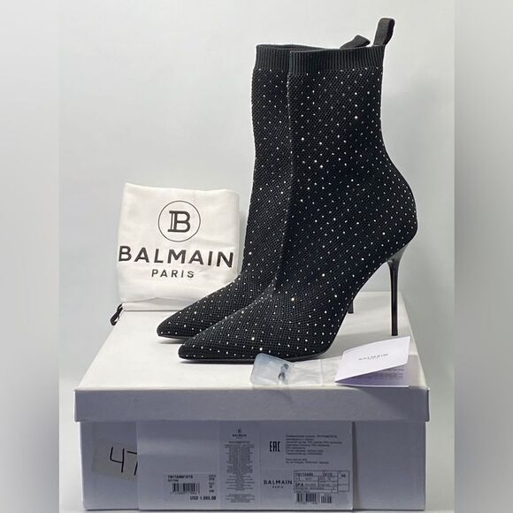 Balmain Skye Knit Crystal Ankle Boots size 40 - Picture 11 of 13